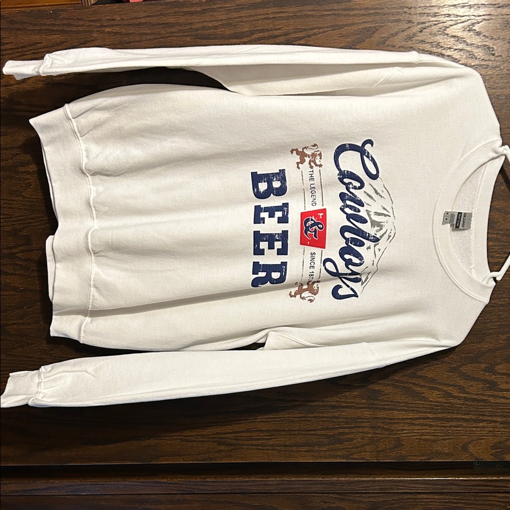 Cowboys and Beer Graphic Crewneck Top NWOT